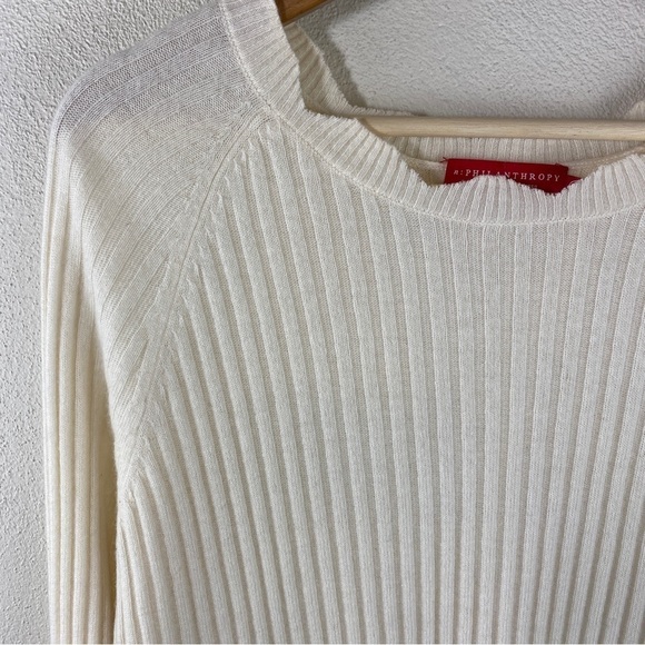 N Philanthropy Ribbed Wool Cashmere Split Back Sweater - Picture 4 of 7
